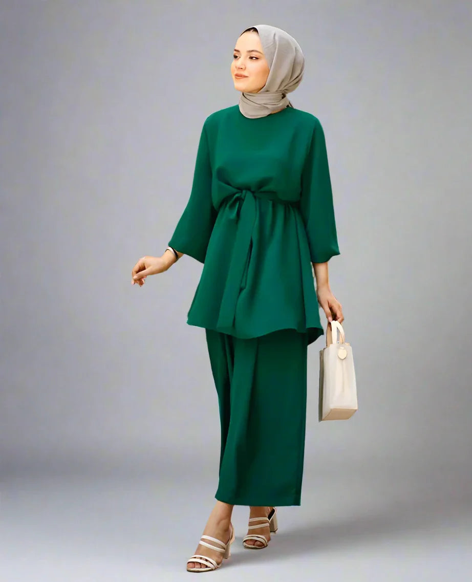 Heidi-Mode | Muslim Frauen Damen Kleidung Set 2 Teile Tops und Hosen