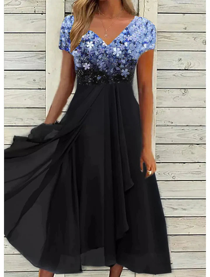 Florale Eleganz Midi Spitzenkleid