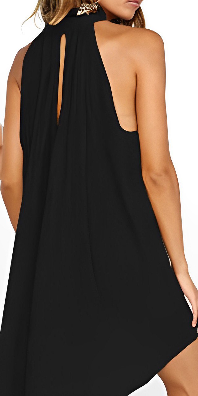 Sommerliches ärmelloses Kleid mit Kragen und leichten Falten