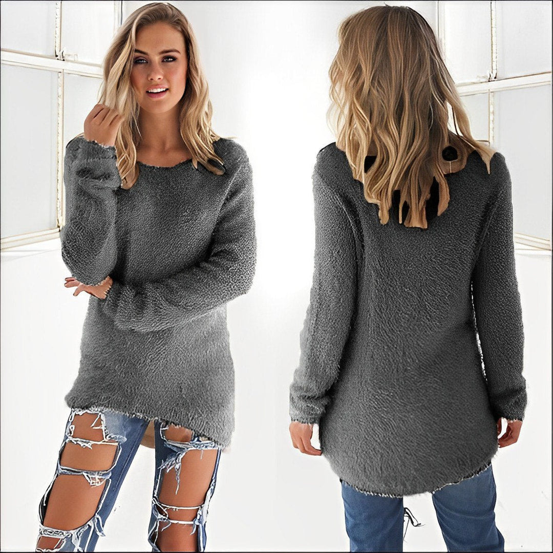 Heidi-Mode | Lässiger Langarmpullover Mit O-Ausschnitt