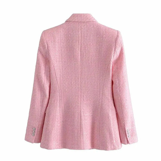 Heidi-Mode | Pink Tweed Blazer Damen - Formal-Business - Uni-Einfärbig
