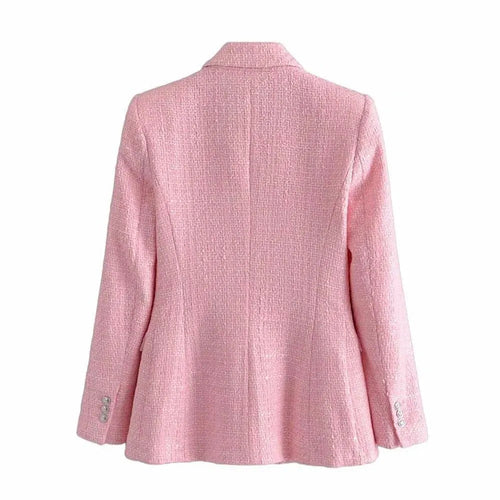Heidi-Mode | Pink Tweed Blazer Damen - Formal-Business - Uni-Einfärbig