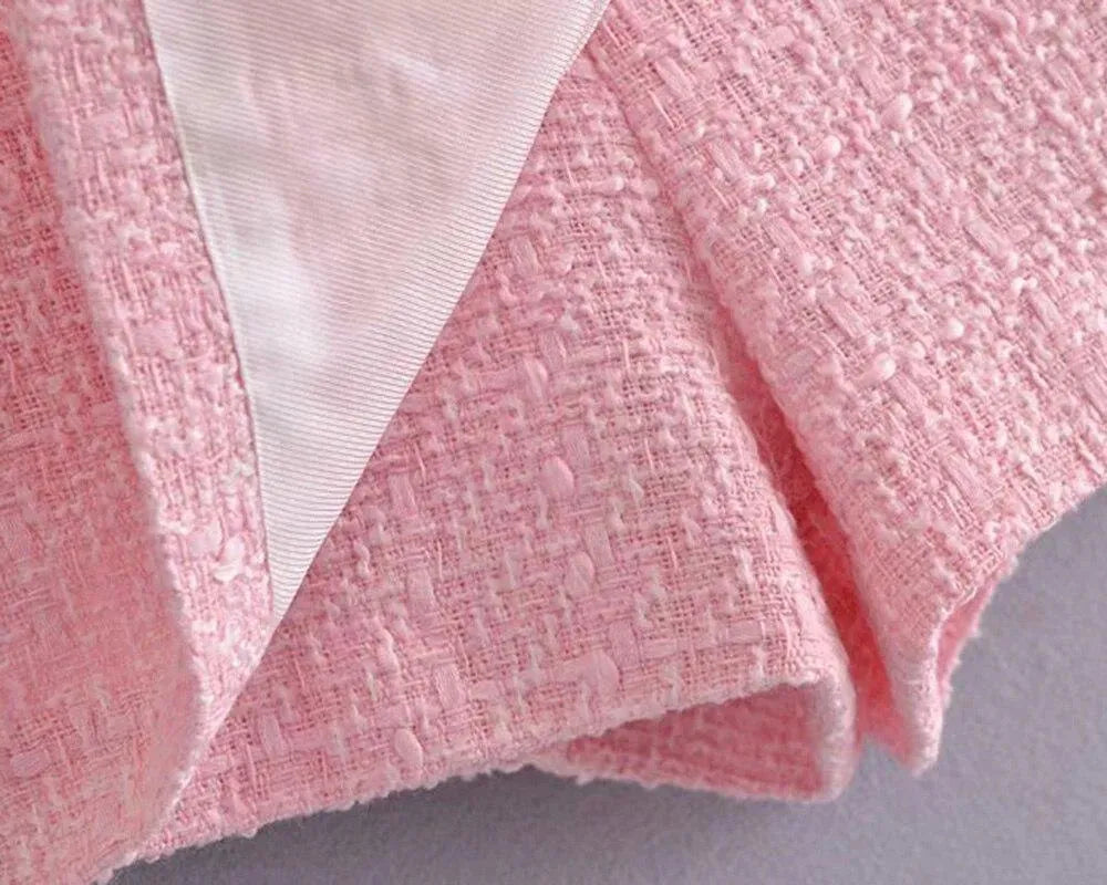 Heidi-Mode | Pink Tweed Blazer Damen - Formal-Business - Uni-Einfärbig