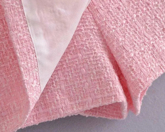 Heidi-Mode | Pink Tweed Blazer Damen - Formal-Business - Uni-Einfärbig