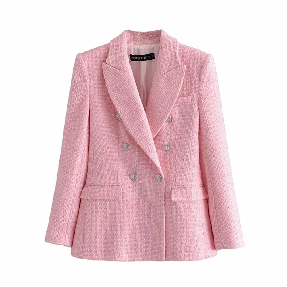 Heidi-Mode | Pink Tweed Blazer Damen - Formal-Business - Uni-Einfärbig