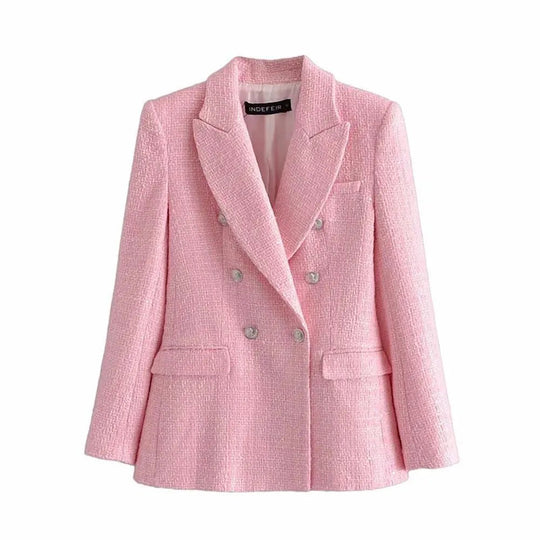 Heidi-Mode | Pink Tweed Blazer Damen - Formal-Business - Uni-Einfärbig