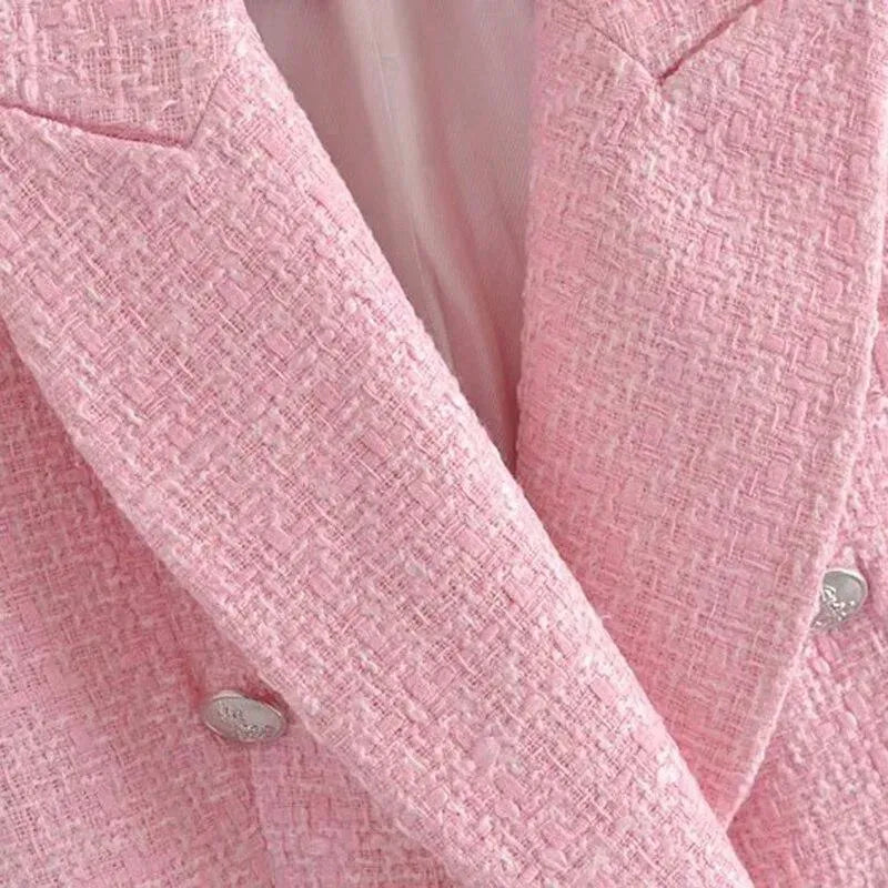 Heidi-Mode | Pink Tweed Blazer Damen - Formal-Business - Uni-Einfärbig