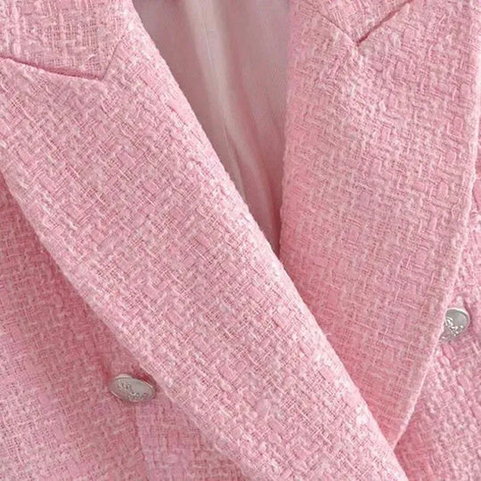 Heidi-Mode | Pink Tweed Blazer Damen - Formal-Business - Uni-Einfärbig