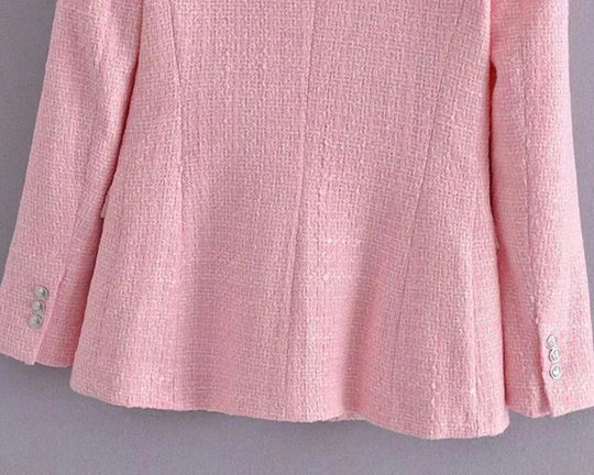 Heidi-Mode | Pink Tweed Blazer Damen - Formal-Business - Uni-Einfärbig