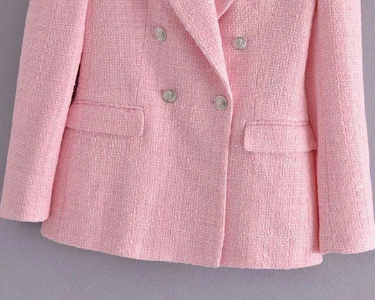 Heidi-Mode | Pink Tweed Blazer Damen - Formal-Business - Uni-Einfärbig
