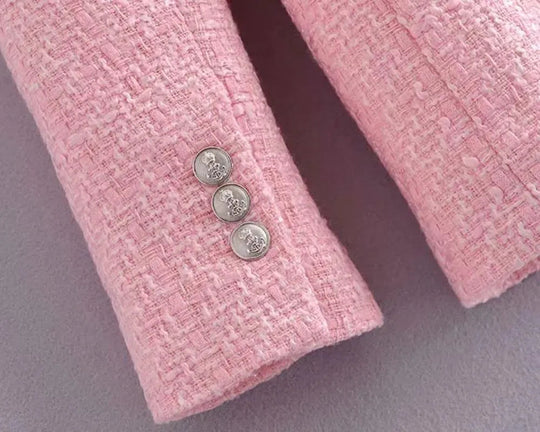 Heidi-Mode | Pink Tweed Blazer Damen - Formal-Business - Uni-Einfärbig