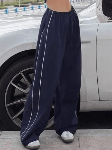 Heidi-Mode | Piping Detail Weite Leg Track Pants