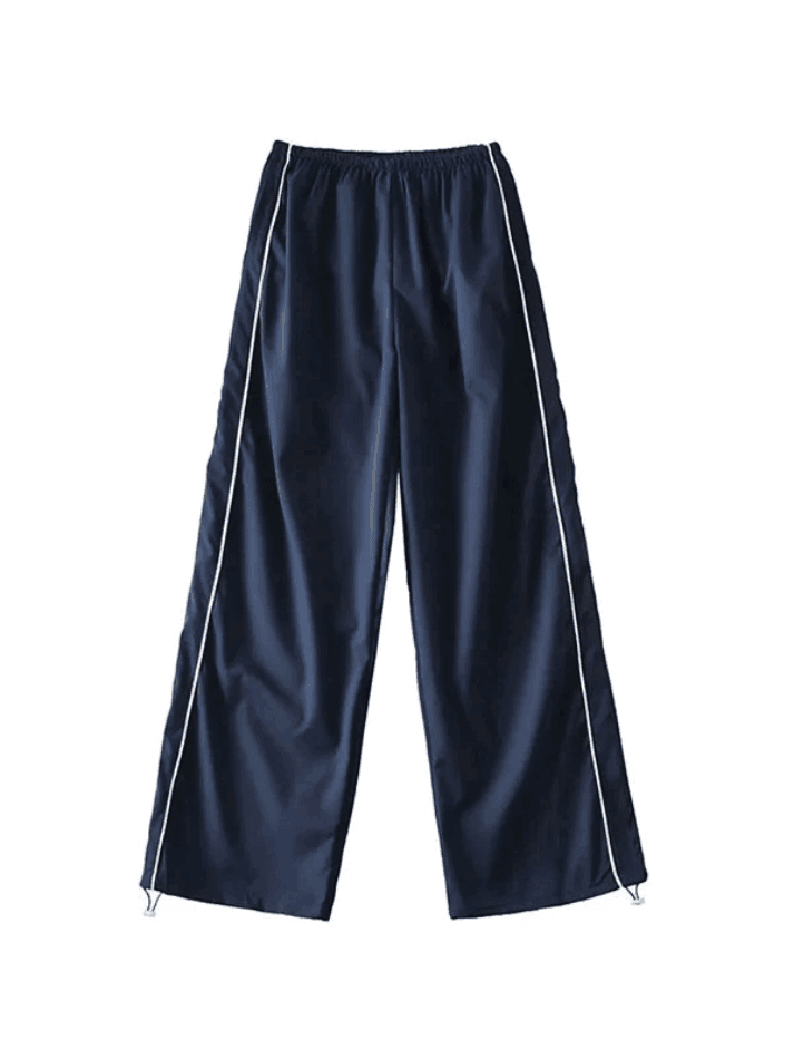 Heidi-Mode | Piping Detail Weite Leg Track Pants