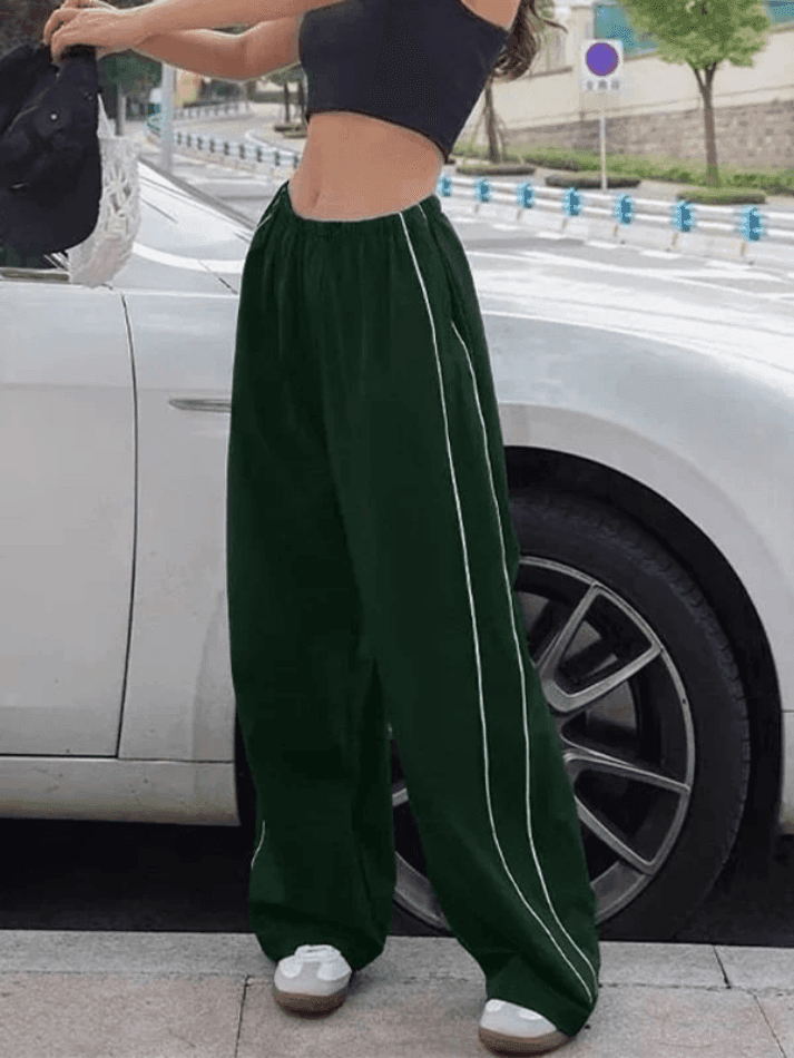 Heidi-Mode | Piping Detail Weite Leg Track Pants