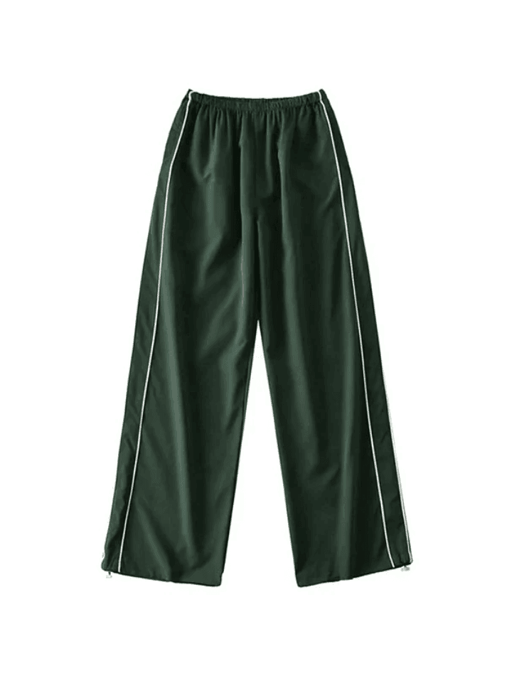 Heidi-Mode | Piping Detail Weite Leg Track Pants