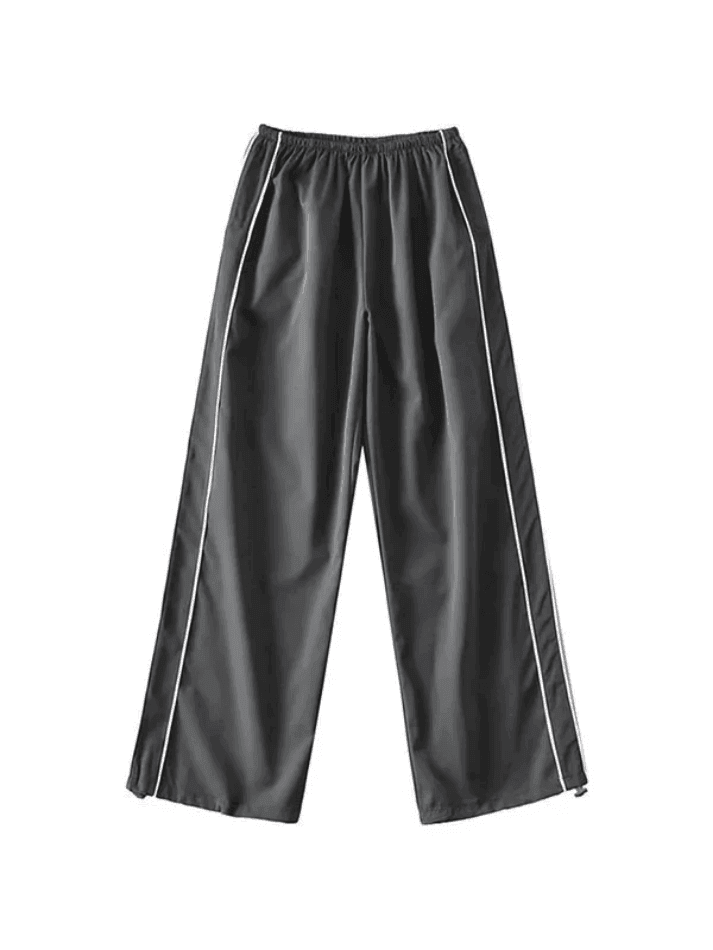 Heidi-Mode | Piping Detail Weite Leg Track Pants
