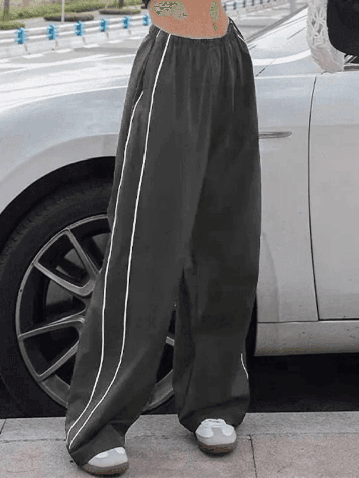 Heidi-Mode | Piping Detail Weite Leg Track Pants