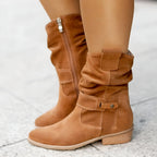 Damen Kunst-Wildleder Stiefel mit Plüsch & Komfort | Heidi-Mode