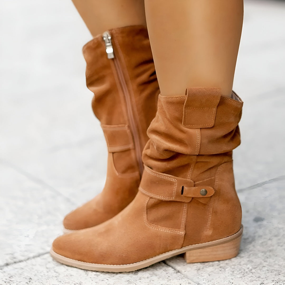 Damen Kunst-Wildleder Stiefel mit Plüsch & Komfort | Heidi-Mode