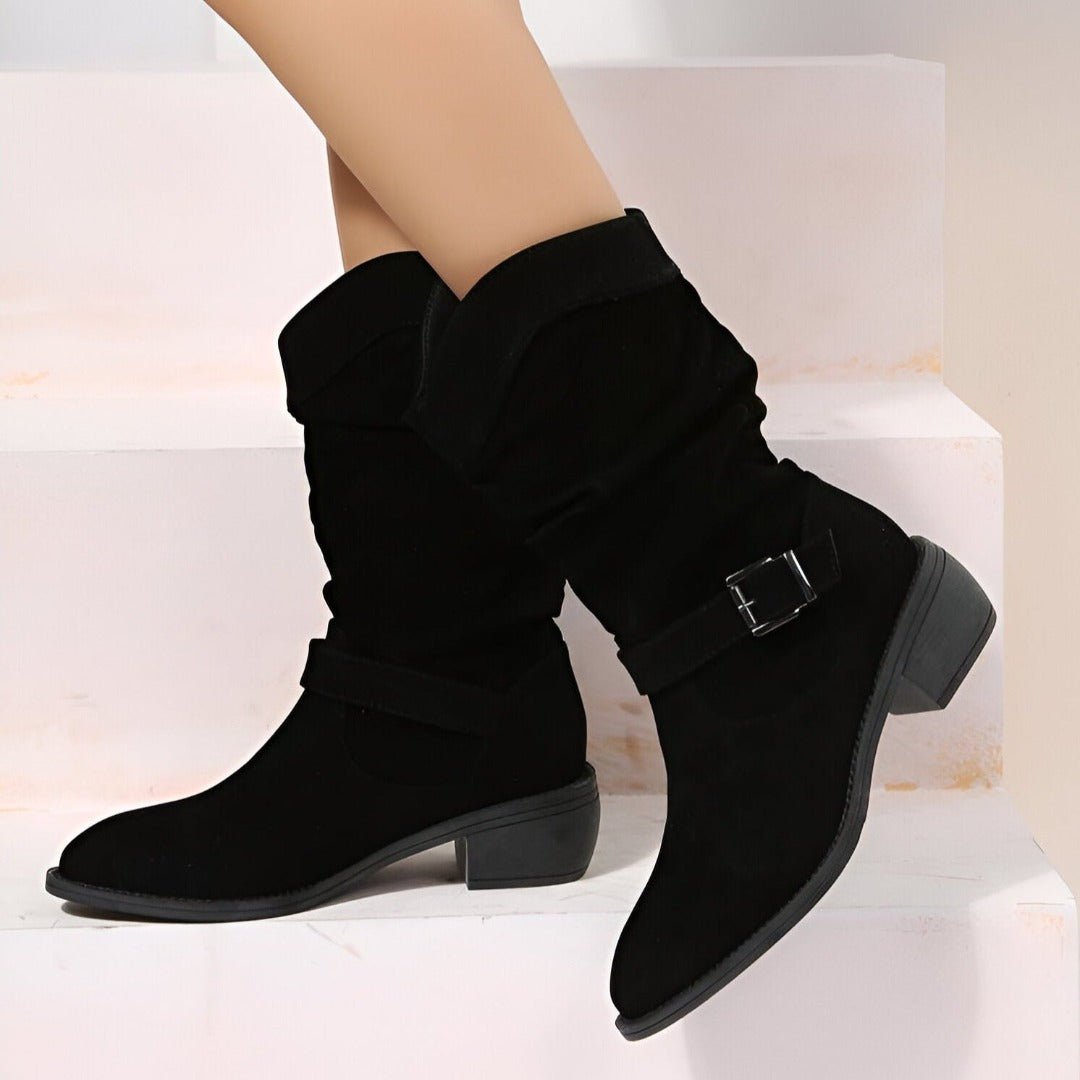 Damen Kunst-Wildleder Stiefel mit Plüsch & Komfort | Heidi-Mode