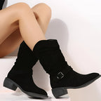 Damen Kunst-Wildleder Stiefel mit Plüsch & Komfort | Heidi-Mode