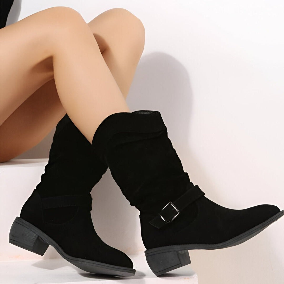 Damen Kunst-Wildleder Stiefel mit Plüsch & Komfort | Heidi-Mode