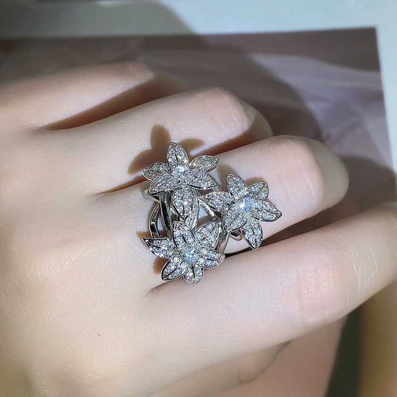 Heidi-Mode | Ring Blume Extravagant - Silber
