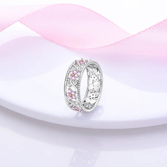 Heidi-Mode | Blumenring Rosa - Silber
