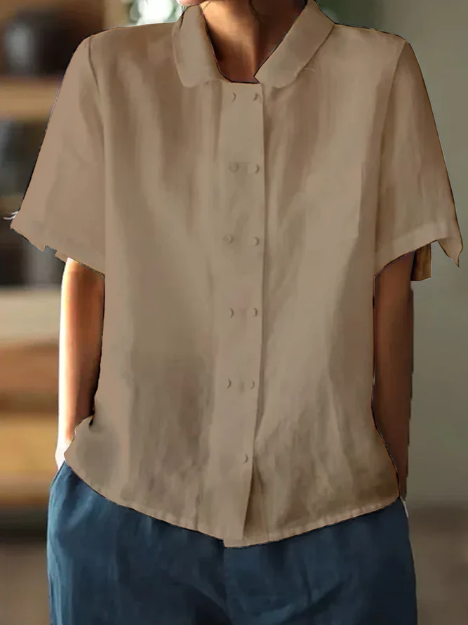 Heidi-Mode | Weiße Locker Sitze Baumwollbluse mit Kurzen Ärmeln