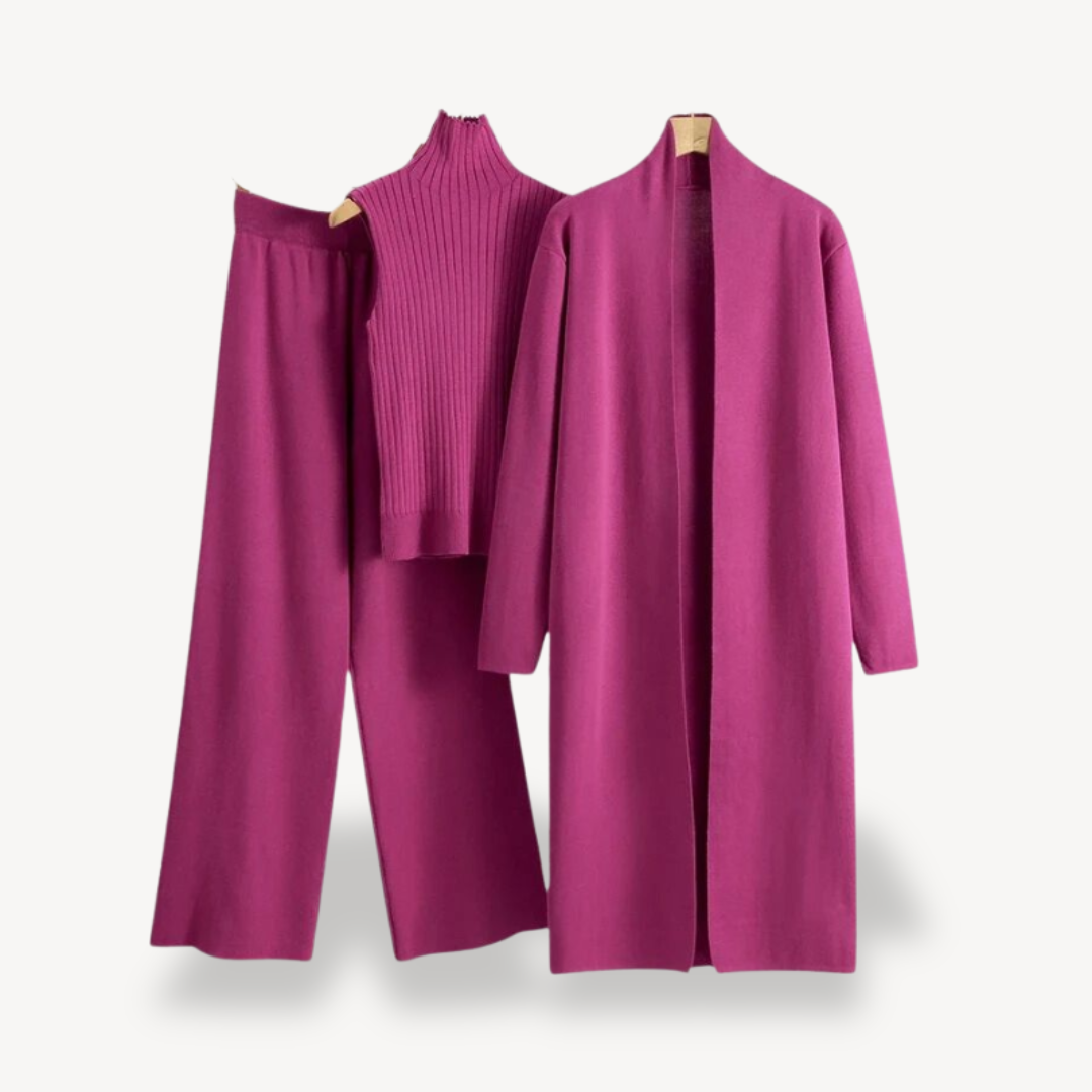 Heidi-Mode | Frauen Rippstrick 3-Teilige Set