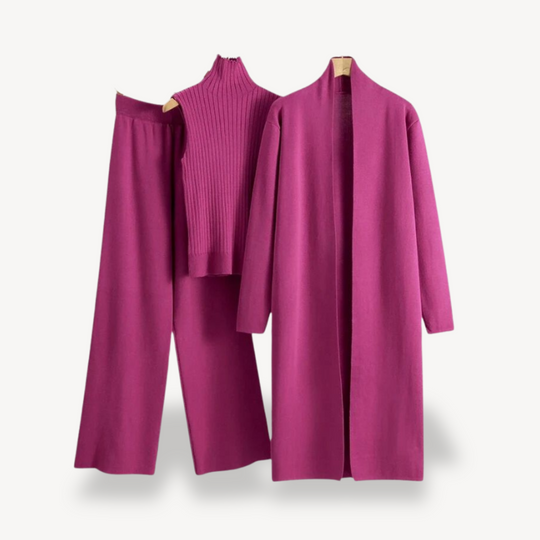 Heidi-Mode | Frauen Rippstrick 3-Teilige Set