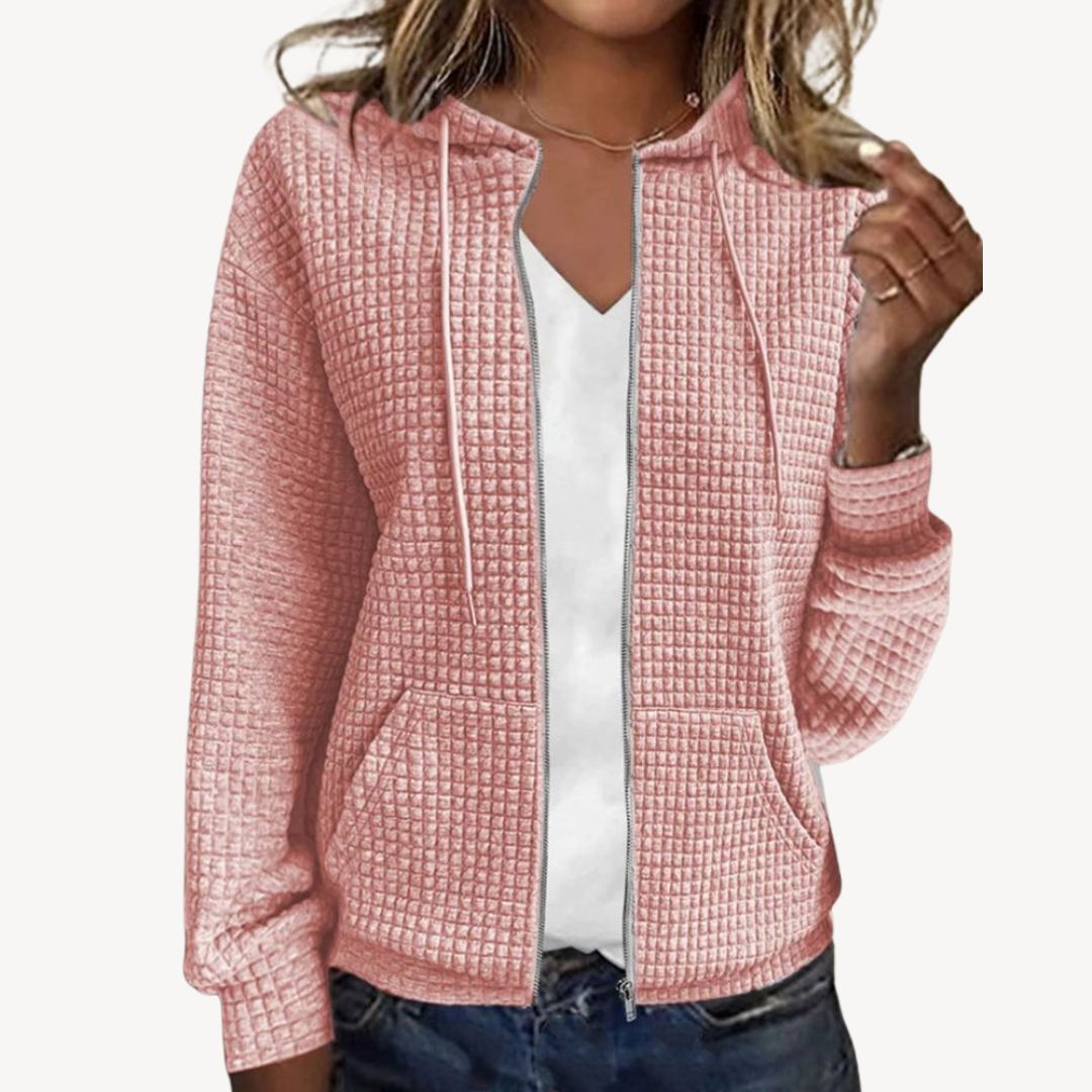 Heidi-Mode | Damen Waffelstrick Reißverschluss Kapuzenjacke