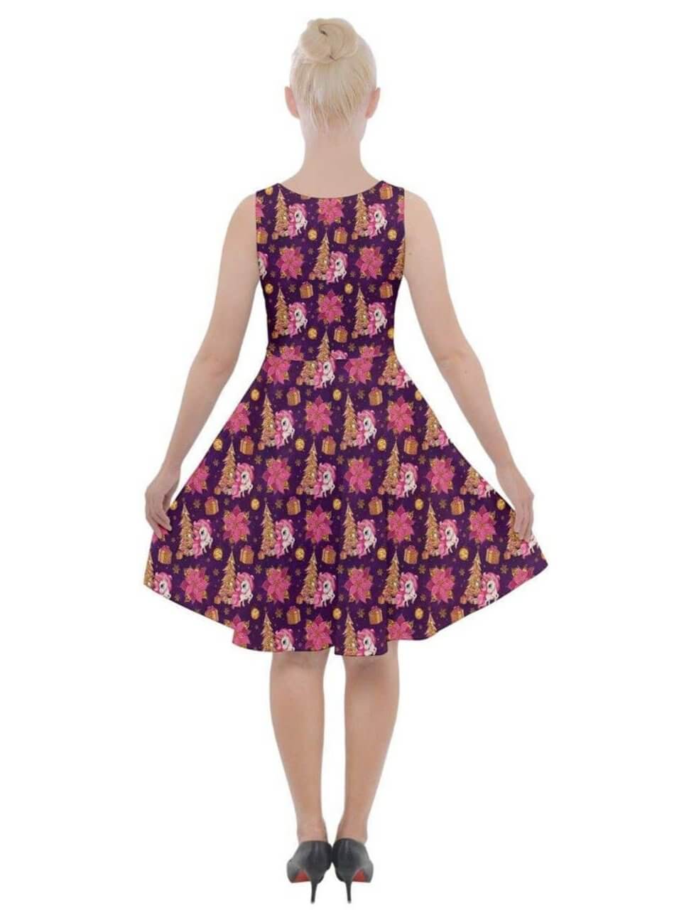 Heidi-Mode | Damen Einhorn Skater Mini Kleid mit Tasche Verspielt