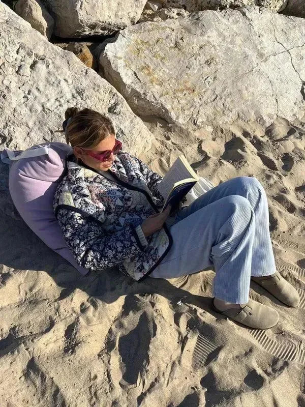 Heidi-Mode | Bedruckter Lässiger Lockere Damen Steppmantel