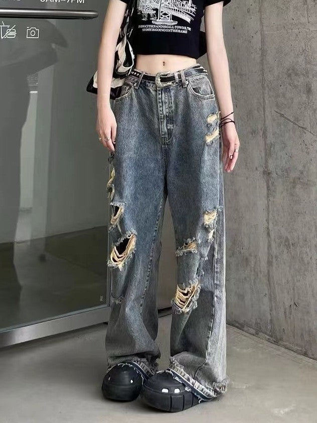 Heidi-Mode | Hip Hop Distressed Ripped Effekt Boyfriend Jeans