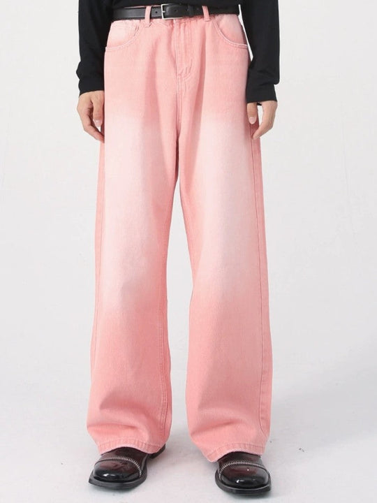 Heidi-Mode | Weinlese Upcycle Baggy Jeans Mit Ausgebleichtem Effekt