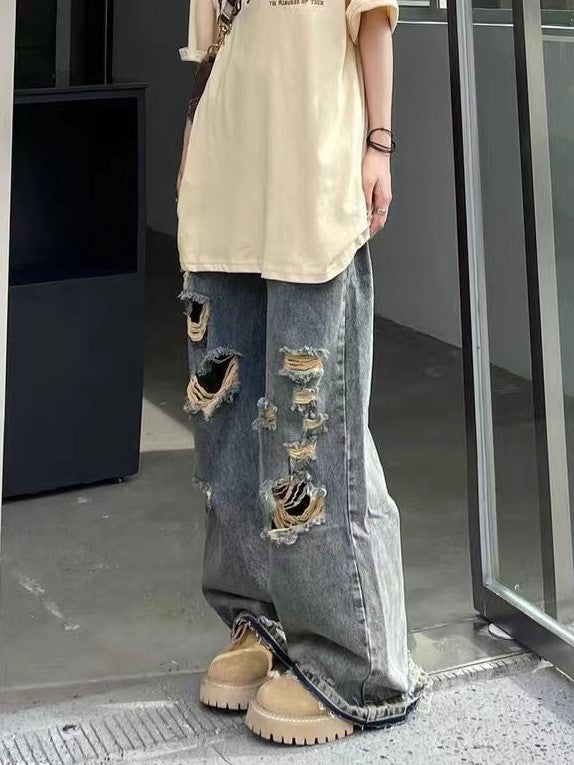 Heidi-Mode | Hip Hop Distressed Ripped Effekt Boyfriend Jeans