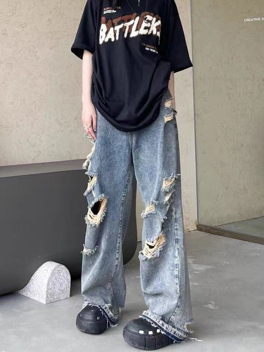 Heidi-Mode | Hip Hop Distressed Ripped Effekt Boyfriend Jeans