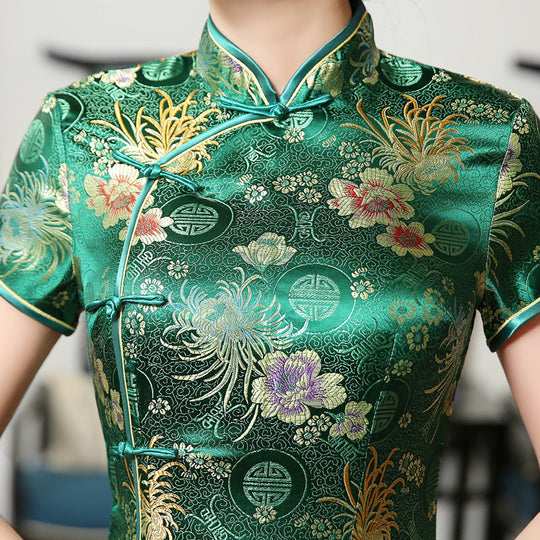 Heidi-Mode | Grüne Rayon Cheongsam Chinesisch Klassisch