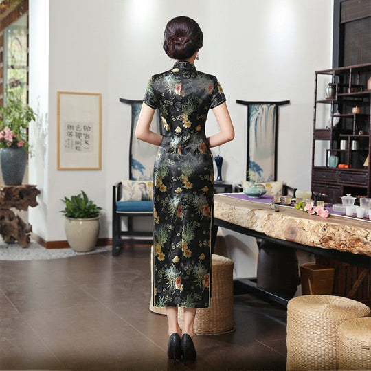 Heidi-Mode | Grüne Rayon Cheongsam Chinesisch Klassisch