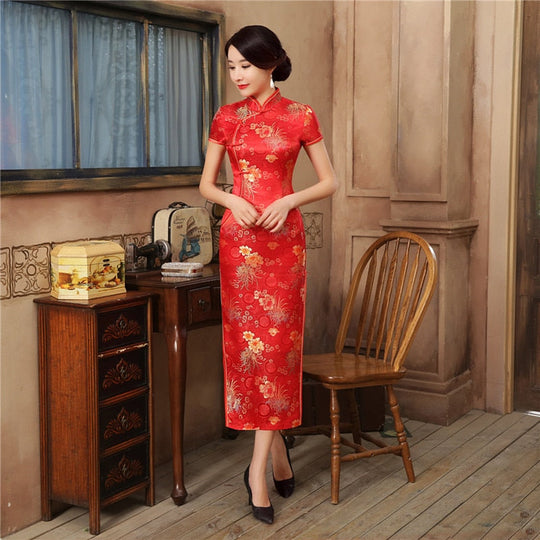 Heidi-Mode | Grüne Rayon Cheongsam Chinesisch Klassisch