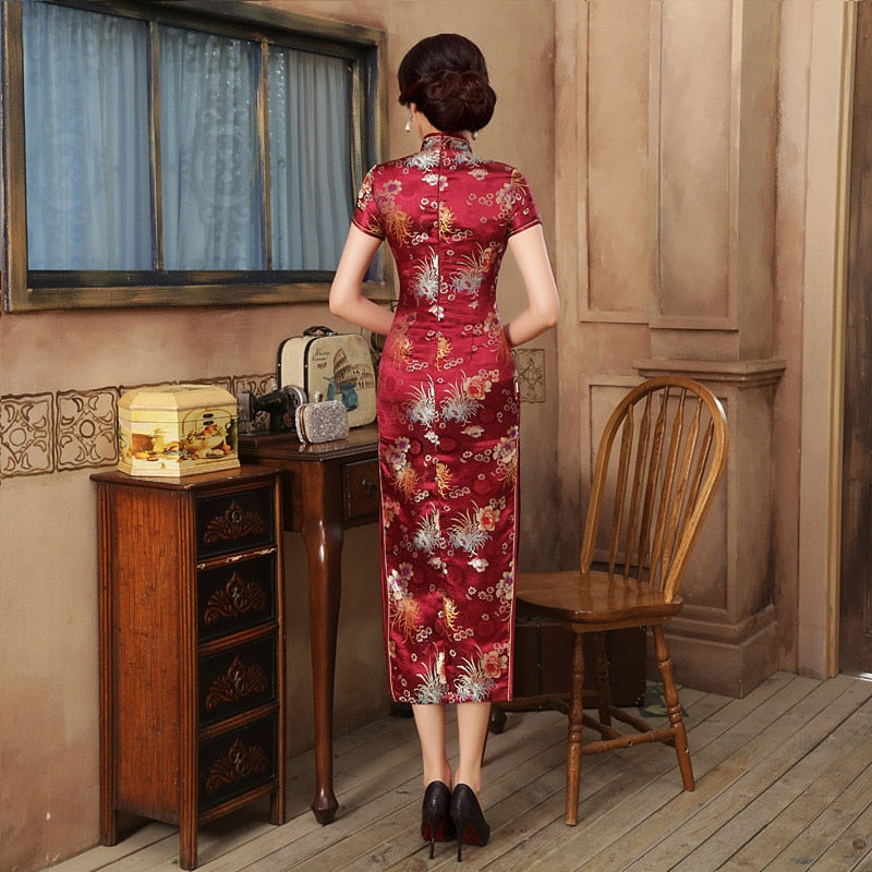 Heidi-Mode | Grüne Rayon Cheongsam Chinesisch Klassisch