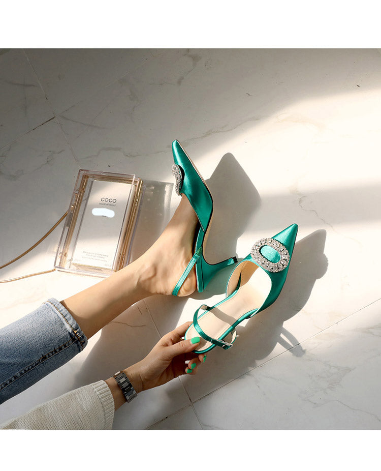 Heidi-Mode | Neuer Stiletto Spitz Absatz Schuh mit Strass Schnalle