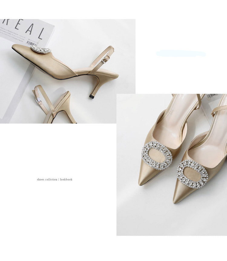 Heidi-Mode | Neuer Stiletto Spitz Absatz Schuh mit Strass Schnalle