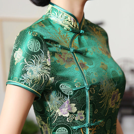 Heidi-Mode | Grüne Rayon Cheongsam Chinesisch Klassisch