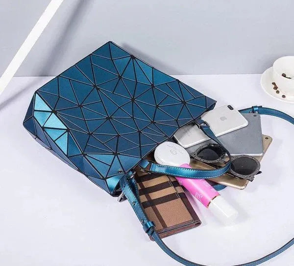 Heidi-Mode | Tasche Geometrisches Muster Blau Funktional für Die Moderne Frau
