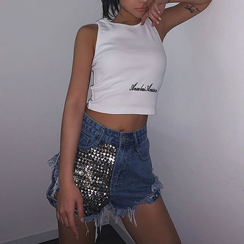 Heidi-Mode | Rivet Denim Shorts Aushöhlen