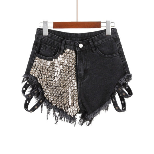 Heidi-Mode | Rivet Denim Shorts Aushöhlen