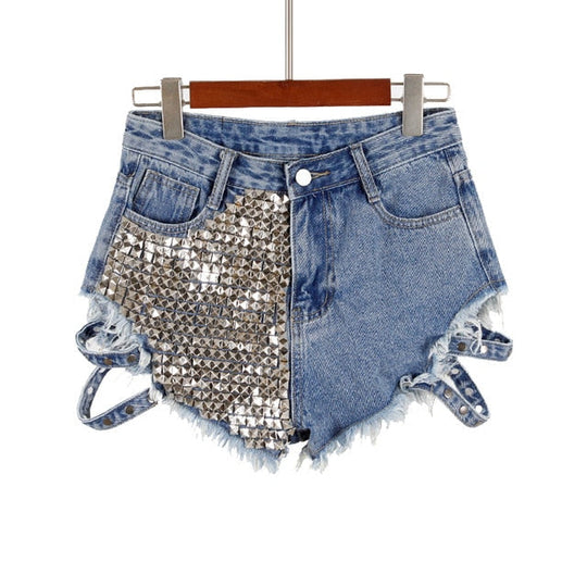 Heidi-Mode | Rivet Denim Shorts Aushöhlen