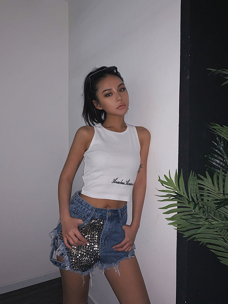 Heidi-Mode | Rivet Denim Shorts Aushöhlen